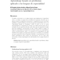 Aprendizaje basado en problemas aplicado a las lenguas de especialidad